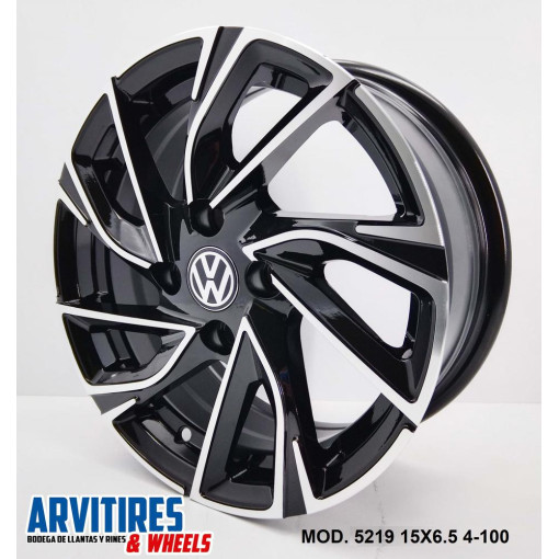 RIN 15X6 5 4-100 MKR BLACK MACHINE FACE MOD 5219