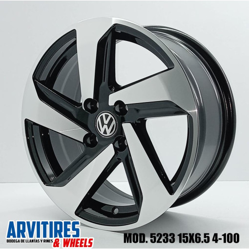 RIN 15X6 5 4-100 MKR BLACK MACHINE FACE MOD 5233