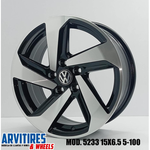 RIN 15X6 5 5-100 MKR BLACK MACHINE FACE MOD 5233