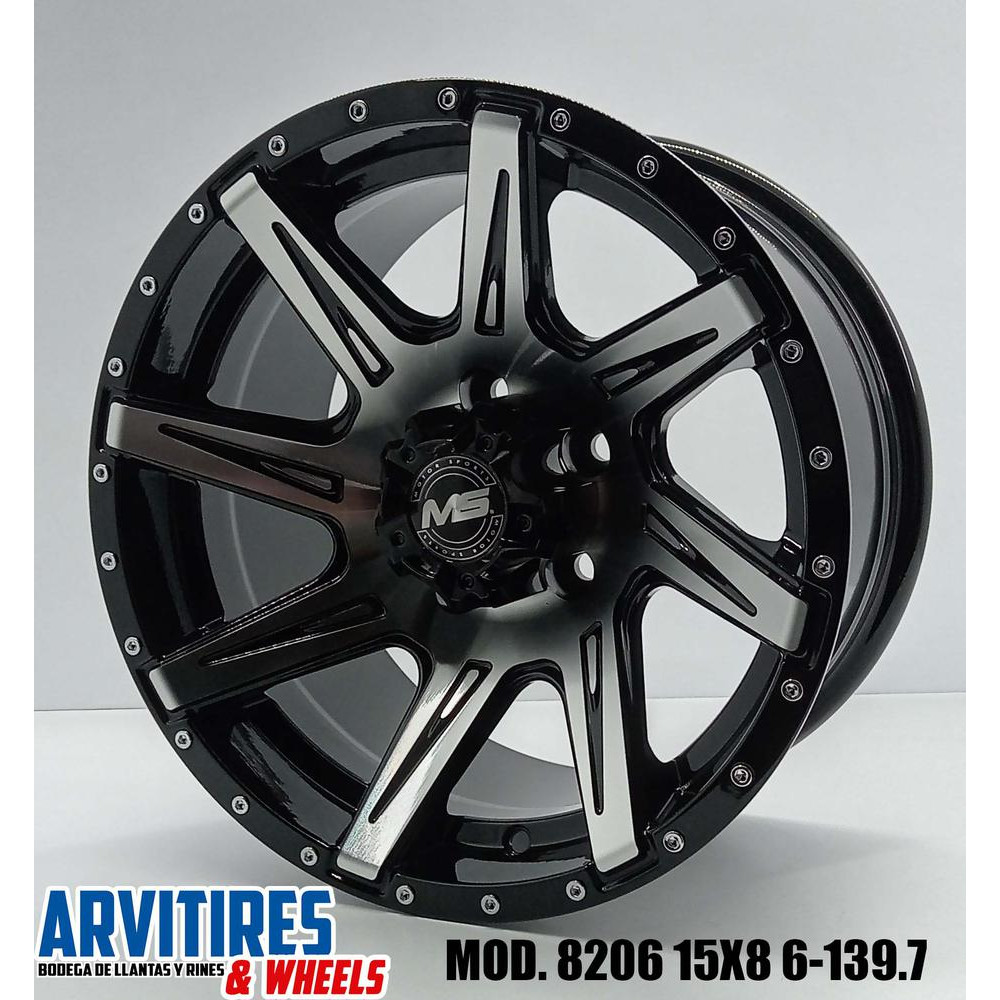 RIN 15X8 6-139 7 BLACK MACHINE FACE MOD 8206