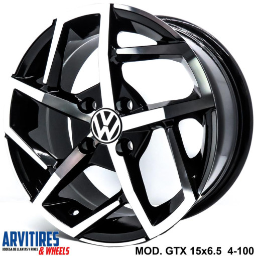 RIN 15X6 5 4-100 BLACK DIAMOND MOD GTX