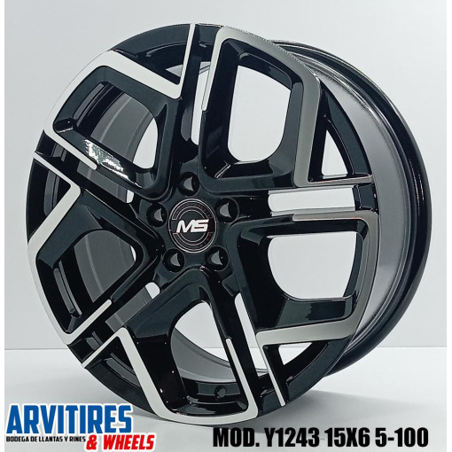 RIN 15X6 5 5-100 MS BLACK MACHINE FACE MOD Y1243