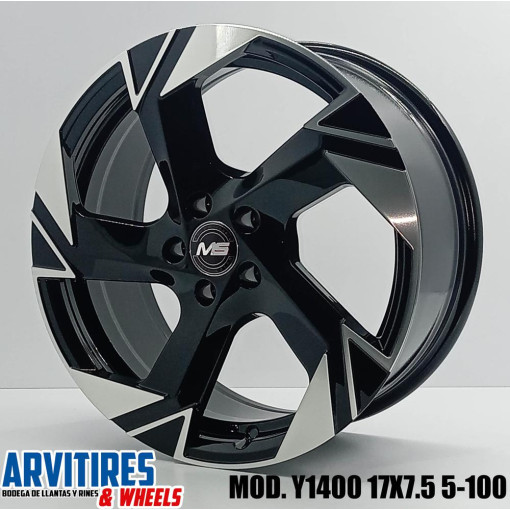 RIN 17X7 5 5-100 MS BLACK MACHINE FACE MOD Y1400