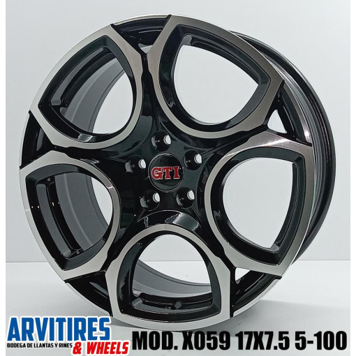 RIN 17X7 5 5-100 BLACK MACHINE FACE MOD X059