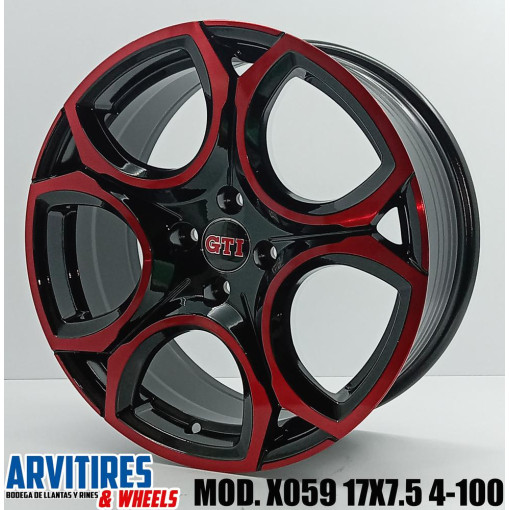 RIN 17X7 5 4-100 BLACK MACHINE FACE MOD X059