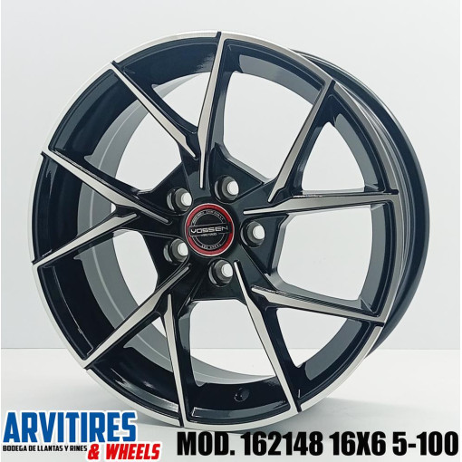 RIN 16X6 5 5-100 R1 BLACK MACHINE FACE MOD 162148